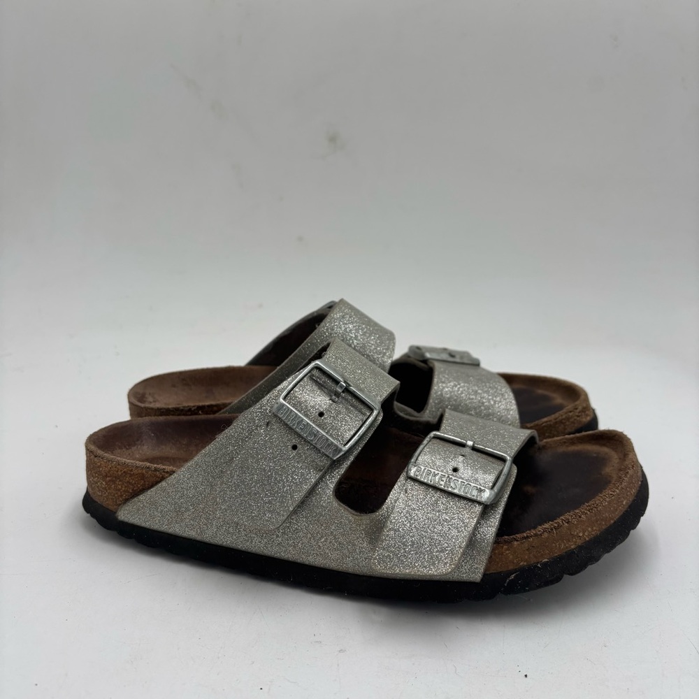 Birkenstock Women’s 37 Arizona Silver Sparkle Double Strap Sandals